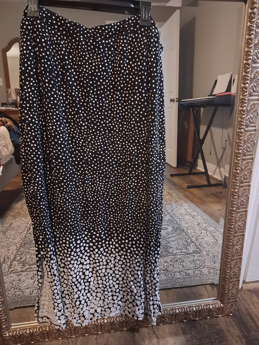 Cato Black Maxi Skirt with White Polka Dot Ombre
